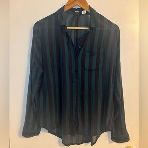 Sheer Striped Button Down
